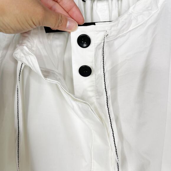 Proenza Schouler White 4 Button Placket Blouse Long Sleeve Contrast Trim Cotton - Picture 5 of 13